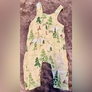 Angel Dear Green Mint Green Baby overall, 6-12mo organic cotton muslin w/hat.